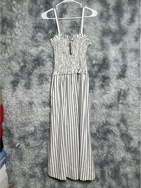 Women's Striped Sleeveless Maxi Dress with Smocked Bodice